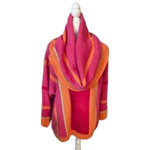 Vibrant Cowl Neck Sweater in Pink and Orange